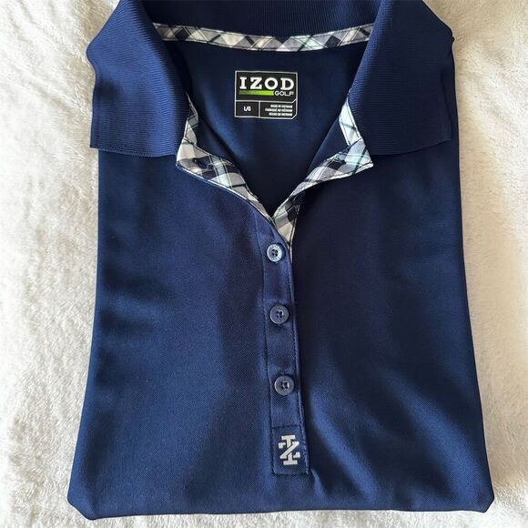Izod Women's Short Sleeve Polo Shirt Blue Size M Casual Golf Top - Picture 2 of 2